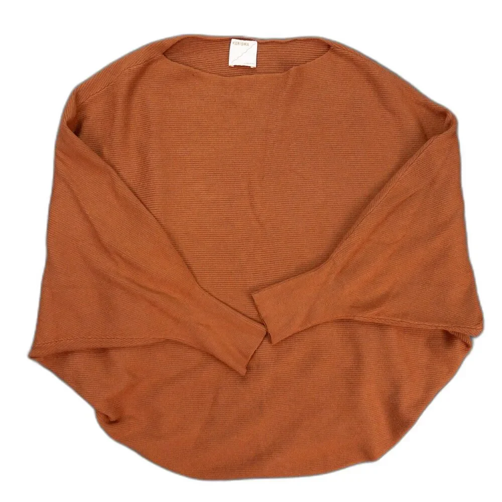 Kerisma Dolman Sleeve Sweater Womens S/M Rust Batwing Oversized Knit Top